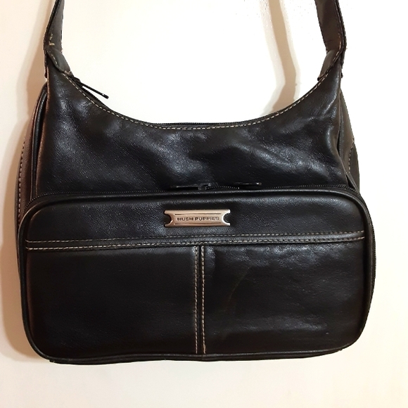 Hush Puppies Bags Hush Puppies Black Leather Shoulder Bag Crossbody